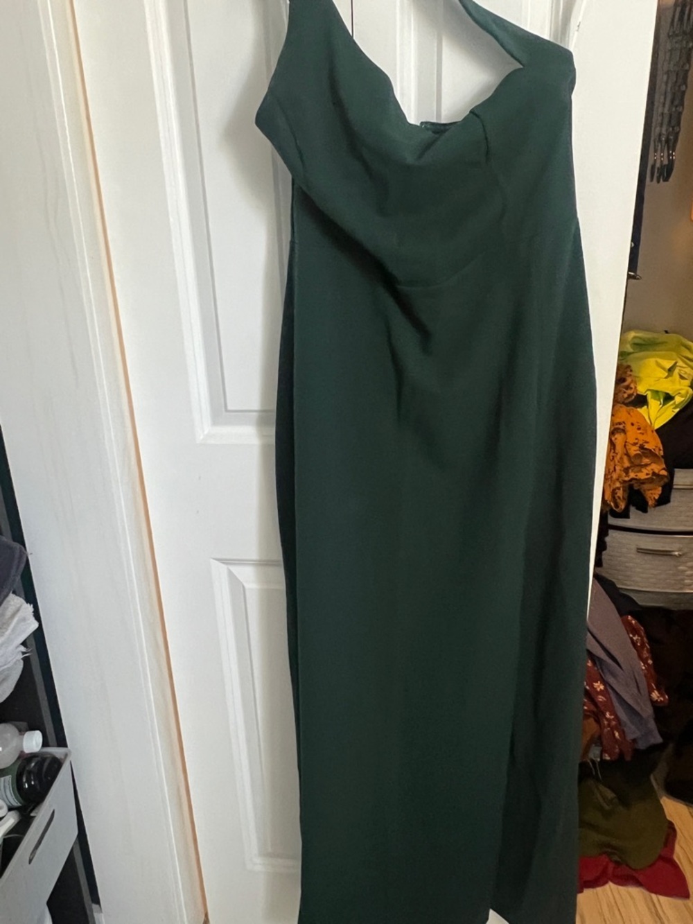 Lulu's Forest Green One-Shoulder special occasion dress